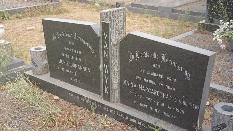 WYK Jurie Johannes, van 1922- & Maria Margaretha VAN ROOYEN 1917-1989