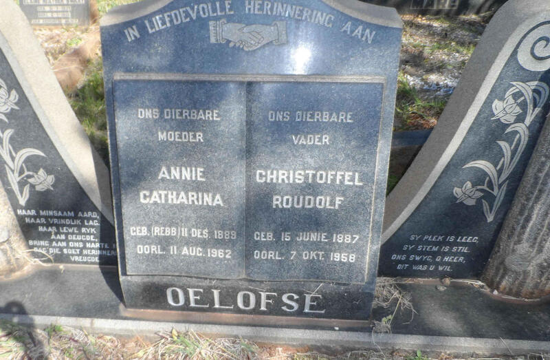 OELOFSE Christoffel Roudolf 1887-1958 & Annie Catharina 1889-1962