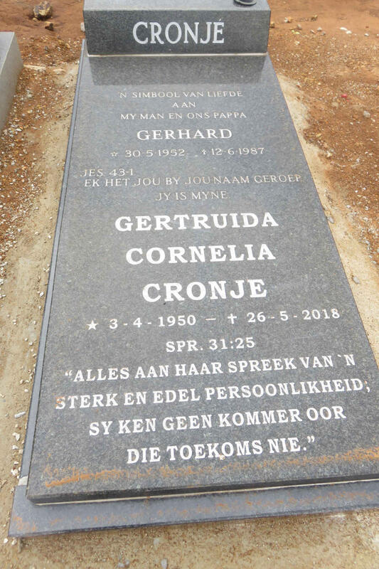 CRONJE Gerhard 1952-1987 & Gertruida Cornelia 1950-2018