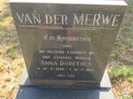 MERWE Anna Dorethea, van der 1940-1978