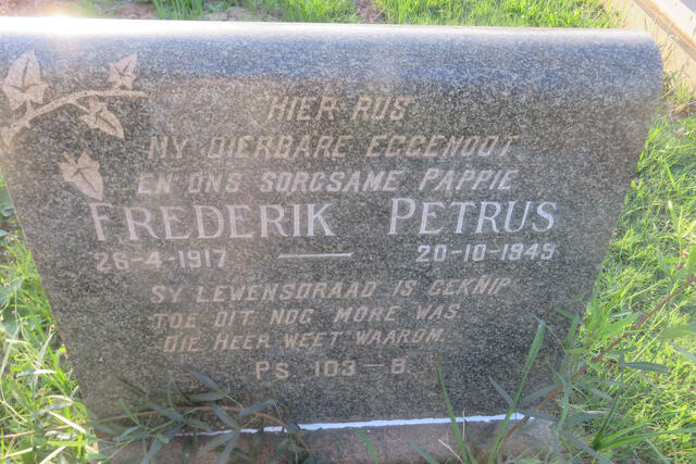 SENEKAL Frederik Petrus 1917-1949