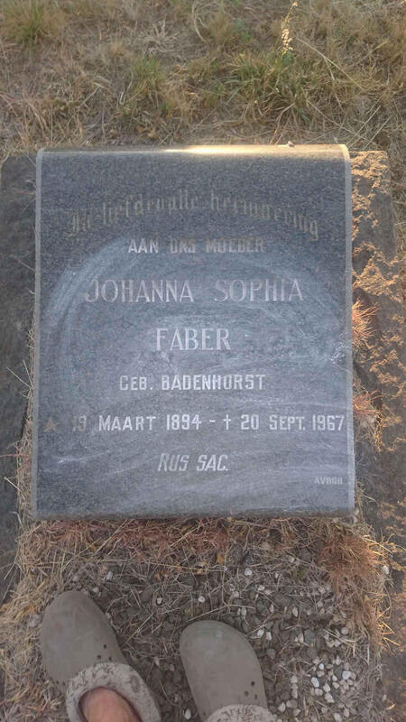 FABER Johanna Sophia nee BADENHORST 1894-1967