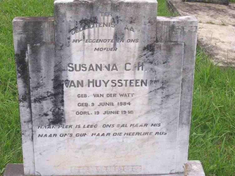 HUYSSTEEN Susanna C.H., van nee VAN DER WATT 1884-1918