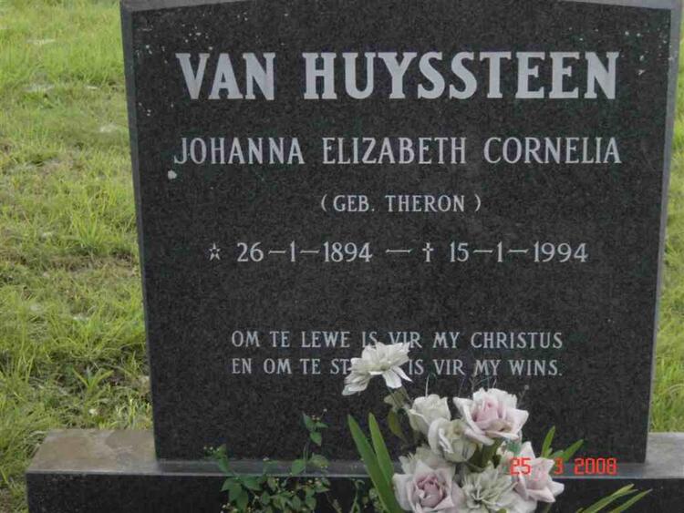 HUYSSTEEN Johanna Elizabeth Cornelia, van nee THERON 1894-1994