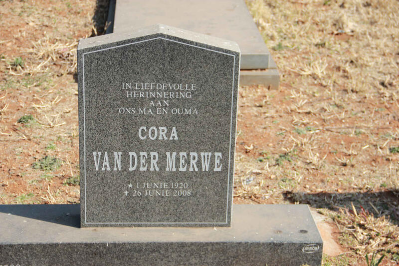 MERWE Cora, van der 1920-2008
