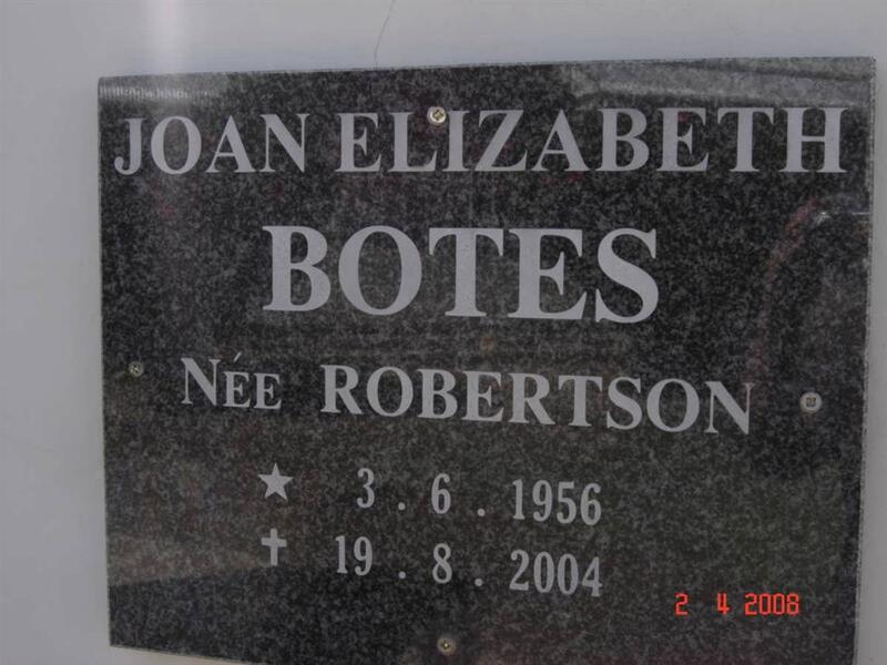 BOTES Joan Elizabeth nee ROBERTSON 1956-2004