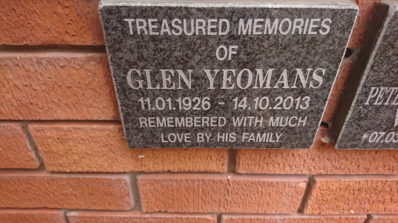 YEOMANS Glen 1926-2013