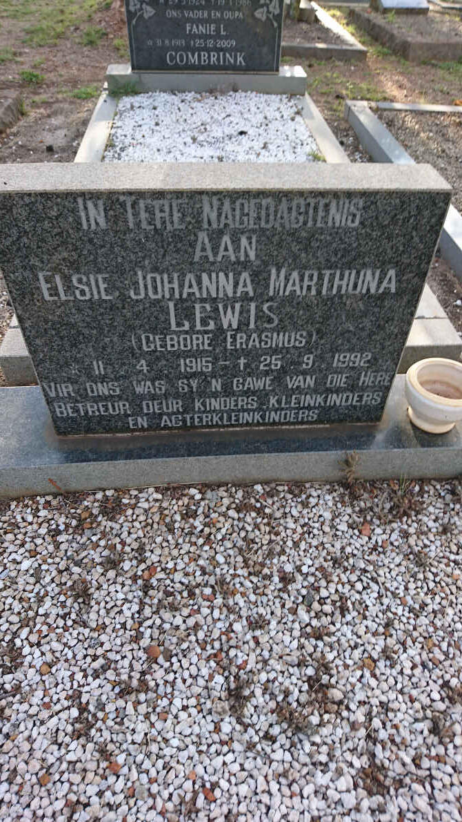 LEWIS Elsie Johanna Marthina nee ERASMUS 1915-1992