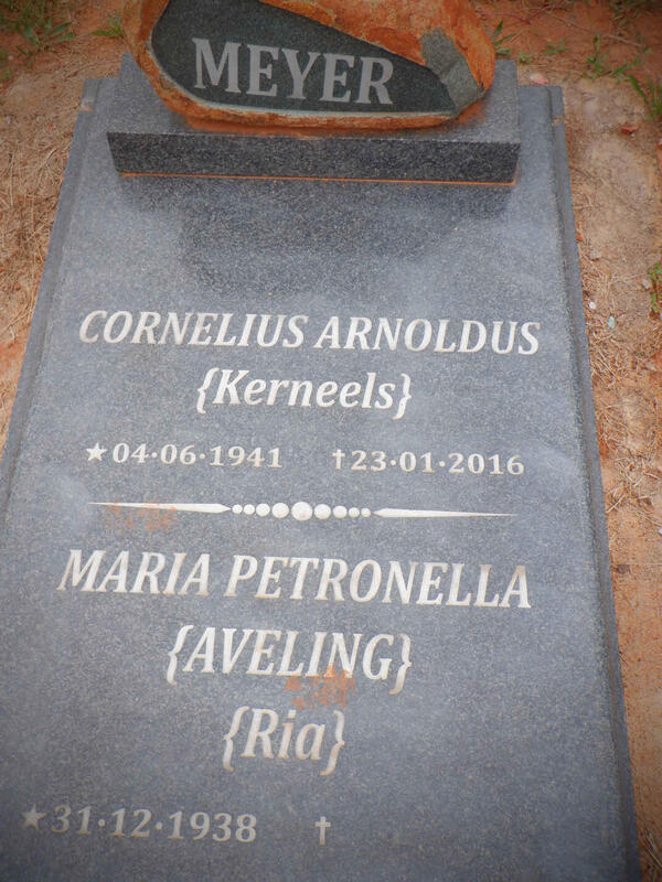 MEYER Cornelius Arnoldus 1941-2016 & Maria Petronella AVELING 1938-