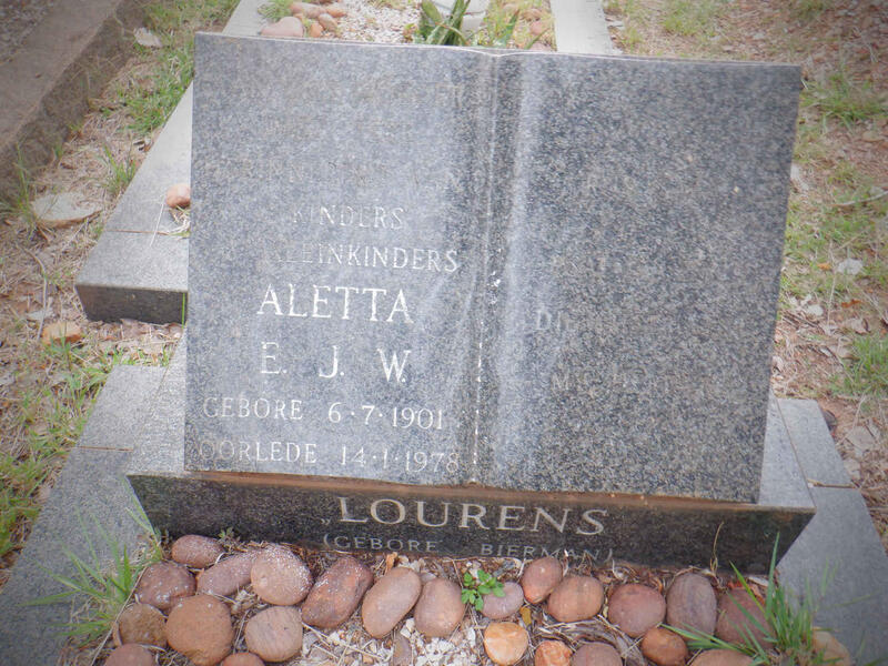 LOURENS Aletta E.J.W. nee BIERMAN 1901-1978