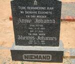 NIEMAND Theunis Johannes 1900-1974 & Annie Johanna VICTOR -1962