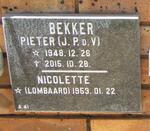 BEKKER J.P.d.V. 1948-2015 & Nicolette LOMBAARD 1953-