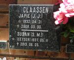 CLAASSEN J.J. 1932-2008 & S.M. GEYSER 1937-2013