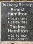 HAMILTON Ernest 1917-1989 & Thelma 1921-2013