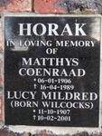 HORAK Matthys Coenraad 1906-1989 & Lucy Mildred WILCOCKS 1907-2001