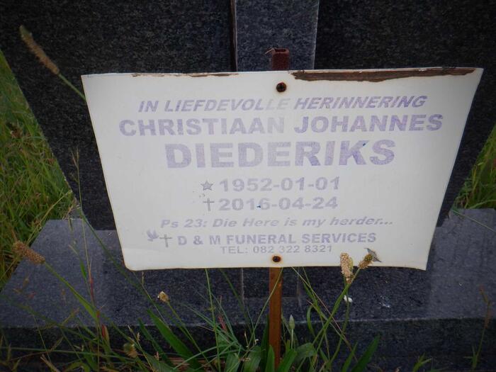 DIEDERIKS Christiaan Johannes 1952-2016