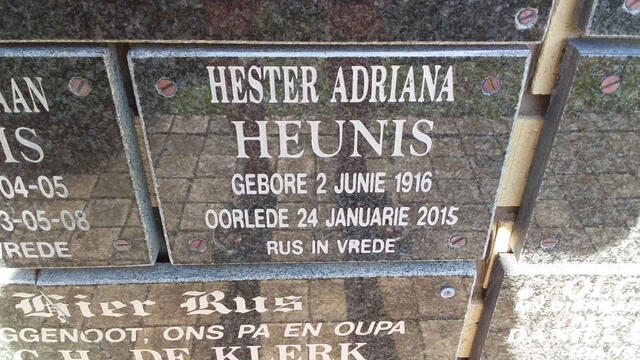 HEUNIS Hester Adriana 1916-2015
