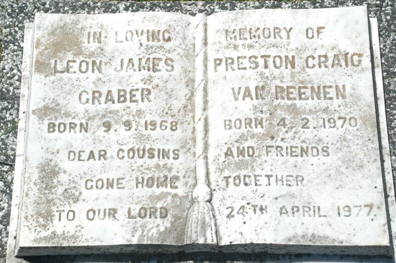 REENEN Preston Craig, van 1970-1977 :: GRABER Leon James 1968-1977 ::