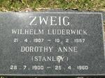 ZWEIG Wilhelm Luderwick 1907-1957 & Dorothy Anne STANLEY 1900-1960