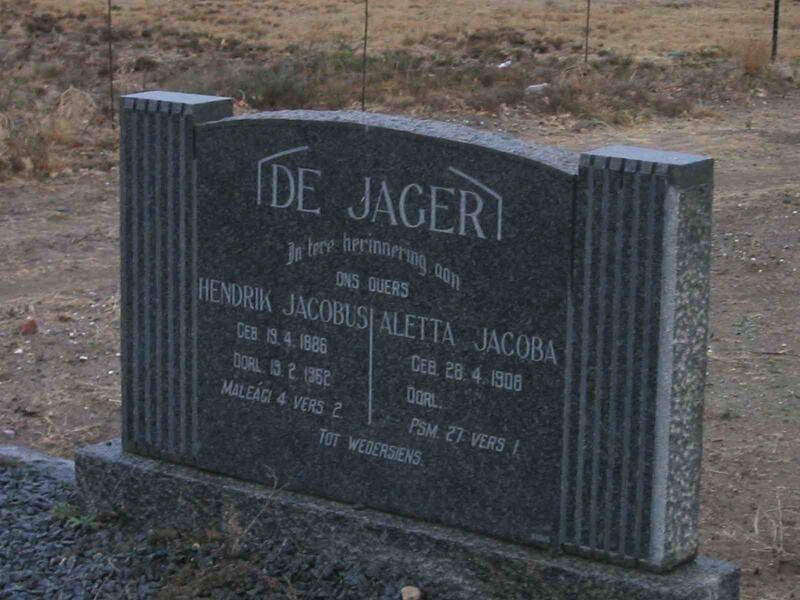 JAGER Hendrik Jacobus, de 1886-1962 & Aletta Jacoba 1908 -