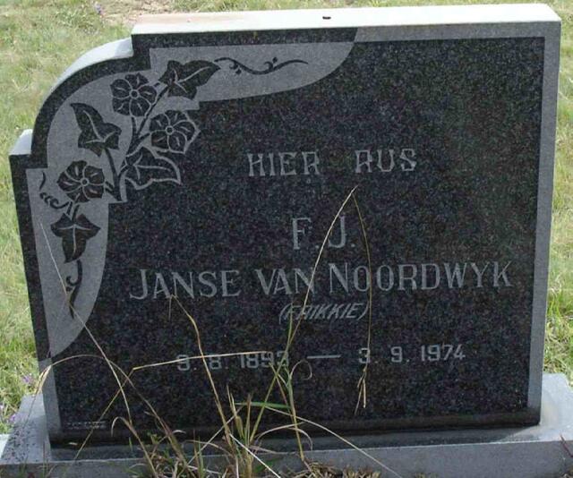 NOORDWYK F.J., Janse van 1893-1974