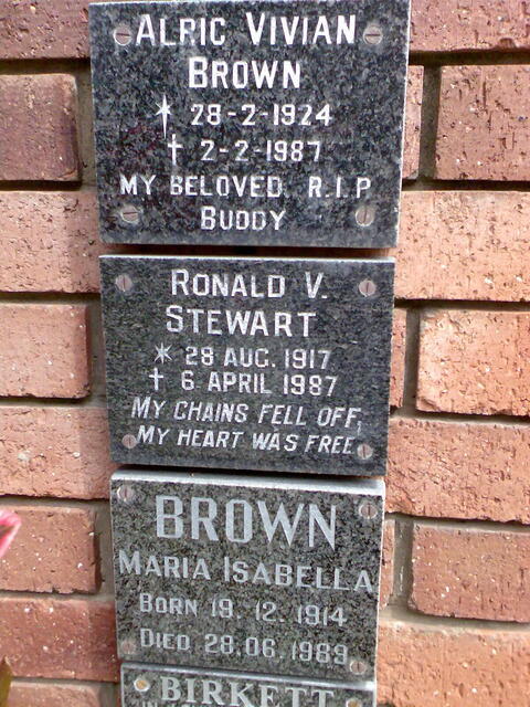 STEWART Ronald V. 1917-1987 :: BROWN Alric Vivian 1924-1987