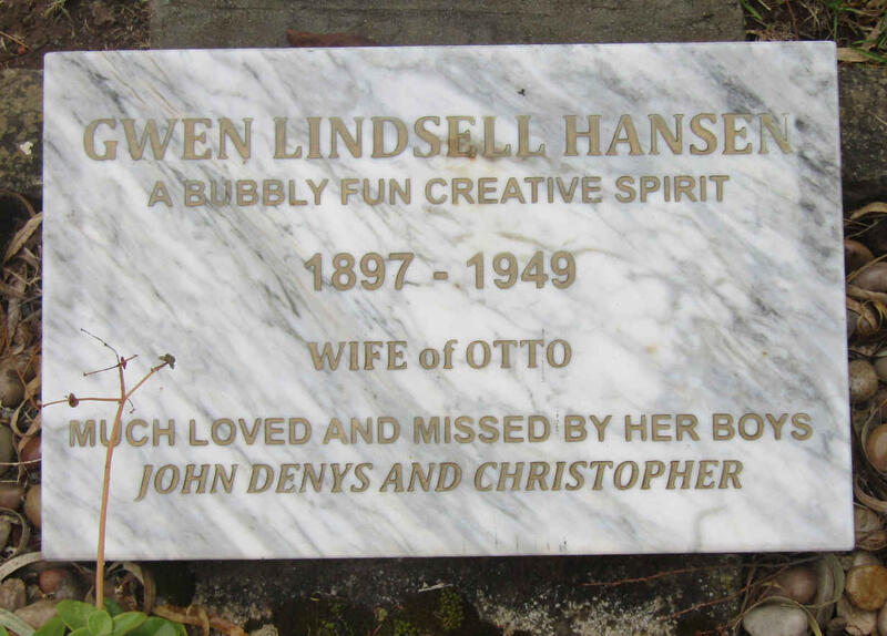 HANSEN Gwen Lindsell 1897-1949