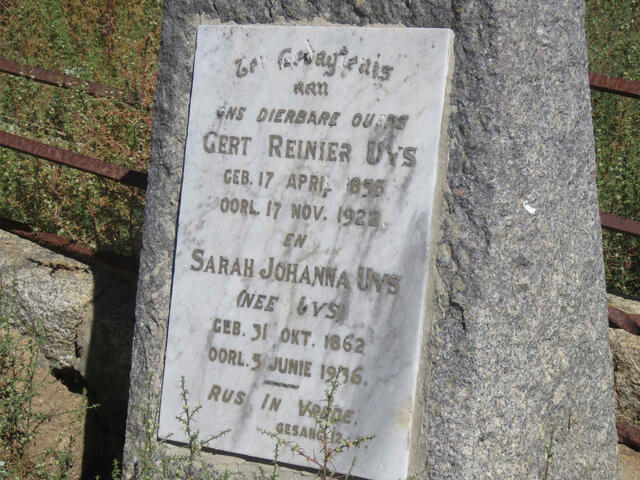 UYS Gert Reinier 1855-1922 & Sarah Johanna UYS 1862-1936