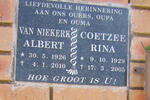 NIEKERK Albert, van 1926-2010 & Rina COETZEE 1929-2005