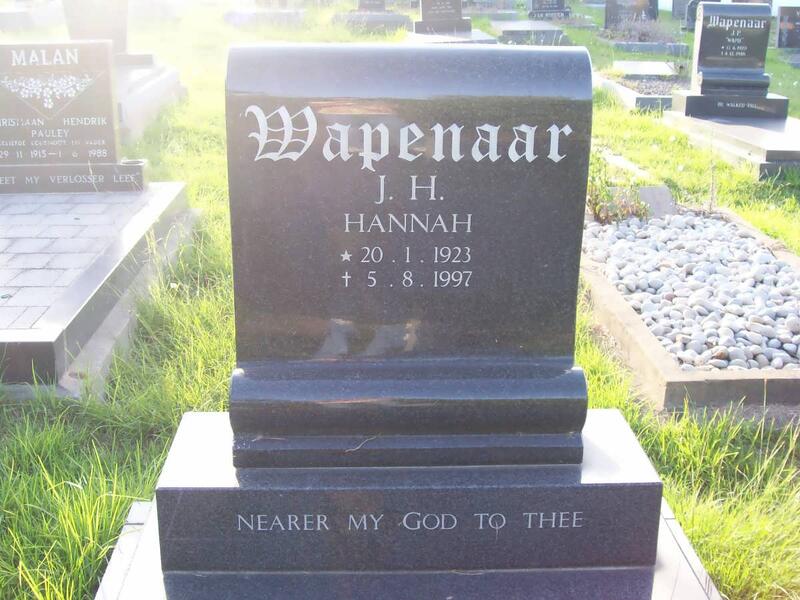 WAPENAAR J.H. Hannah 1923-1997