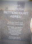 ABREU Maria De Sousa Bettencourt 1915-1983