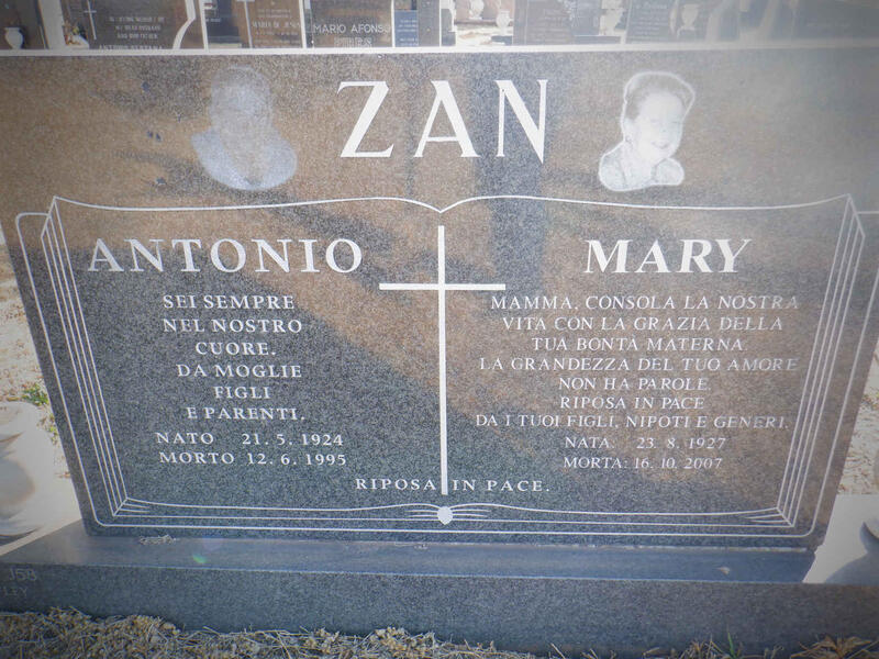 ZAN Antonio 1924-1995 & Mary 1927-2007