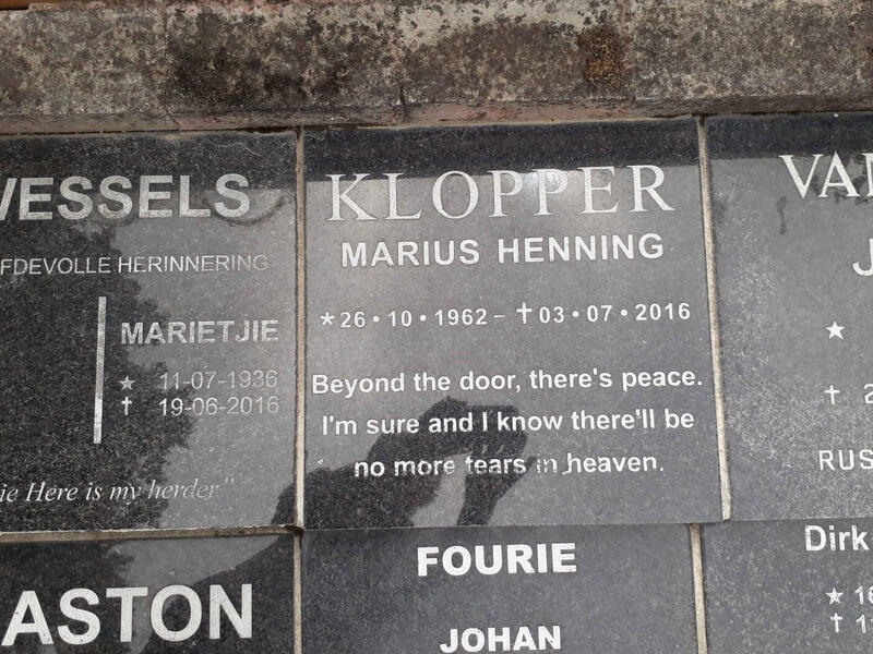 KLOPPER Marius Henning 1962-2016
