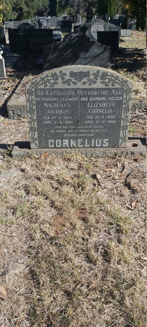 CORNELIUS Nicolaas Jacobus 1894-1960 & Elizabeth Cornelia 1909-1966