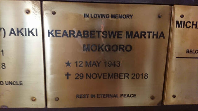 MOKOORO Kearabetswe Martha 1943-2018