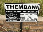THEMBANI Nkosiyapha Macdonald 1939-1991