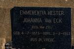 ECK Emmerentia Hester Johanna, van nee VAN ZYL 1873-1953