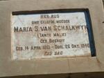 SCHALKWYK Maria S., van nee BOSHOFF 1861-1940