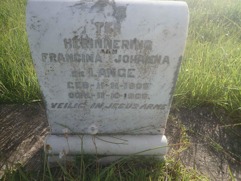 LANGE Francina Johanna, de 1905-1906