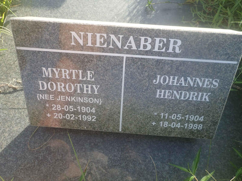 NIENABER Johannes Hendrik 1904-1988 & Myrtle Dorothy JENKINSON 1904-1992