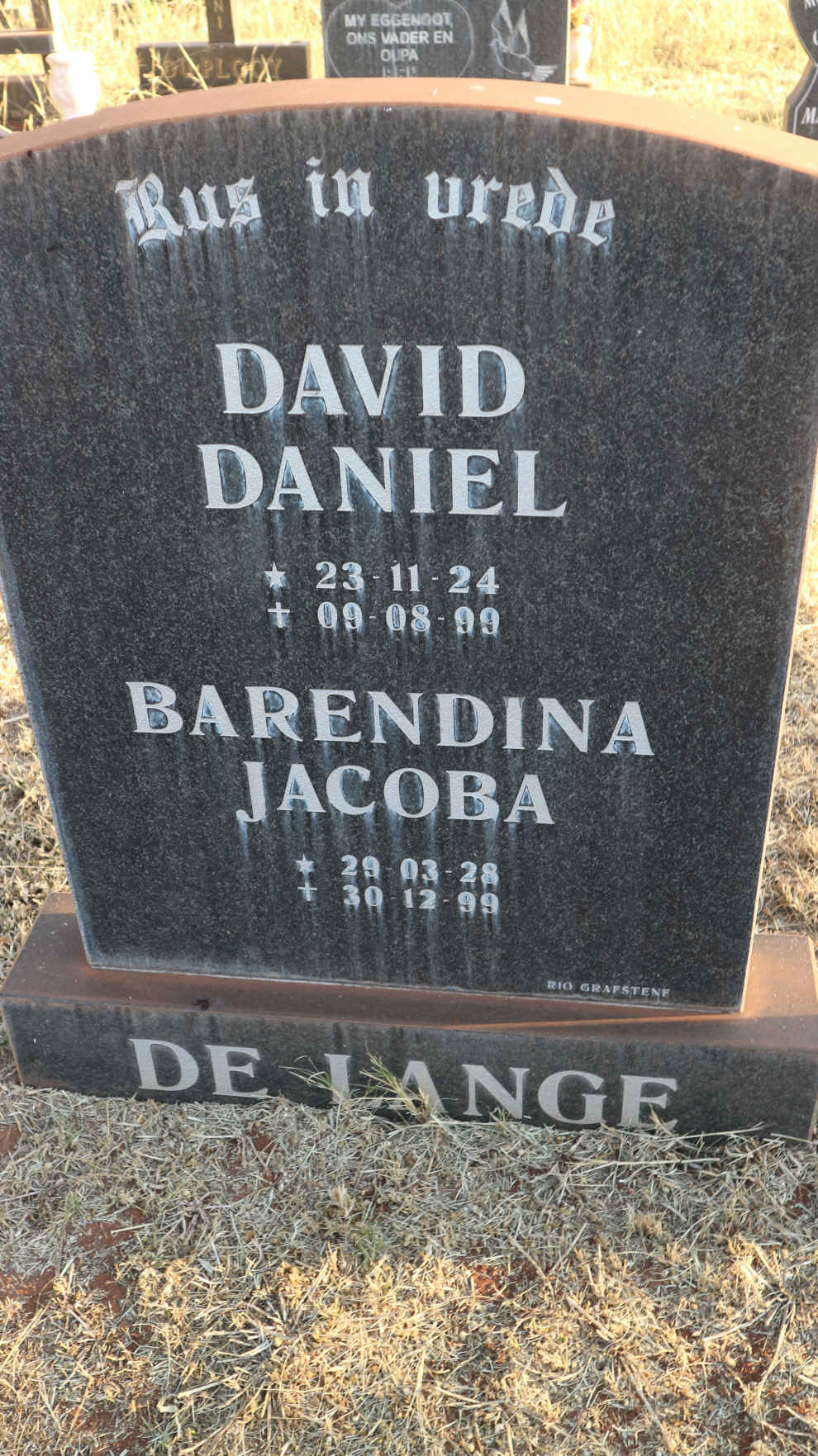 LANGE David Daniel, de 1924-1999 & Barendina Jacoba 1928-1999