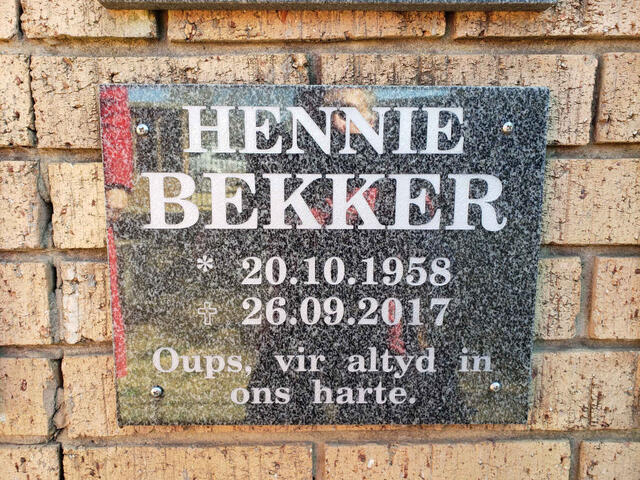 BEKKER Hennie 1958-2017