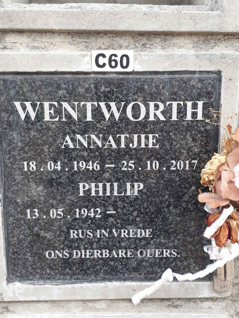 WENTWORTH Philip 1942- & Annatjie 1946-2017
