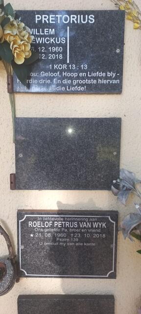PRETORIUS Willem ?ewickus 1960-2018 :: VAN WYK Roelof Petrus 1960-2018