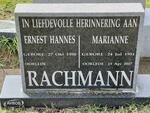 RACHMANN Ernest Hannes 1950- & Marianne 1951-2017