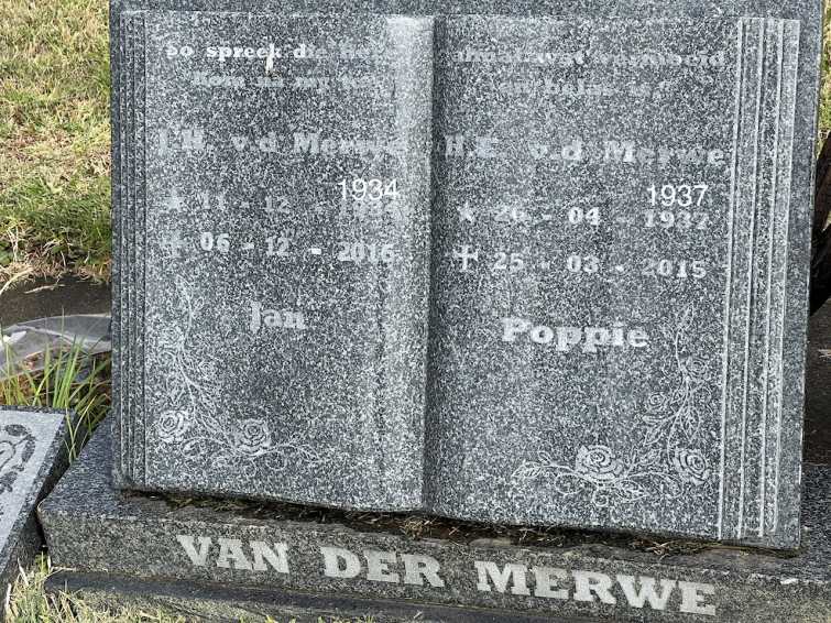 MERWE J.H., van der 1934-2016 & H.E. 1937-2015