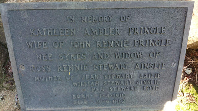 PRINGLE Kathleen Ambler nee SYKES previously AINSLIE 1910-1982