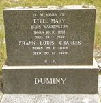 DUMINY Frank Louis Charles 1889-1976 & Ethel Mary WASHINGTON 1891-1959