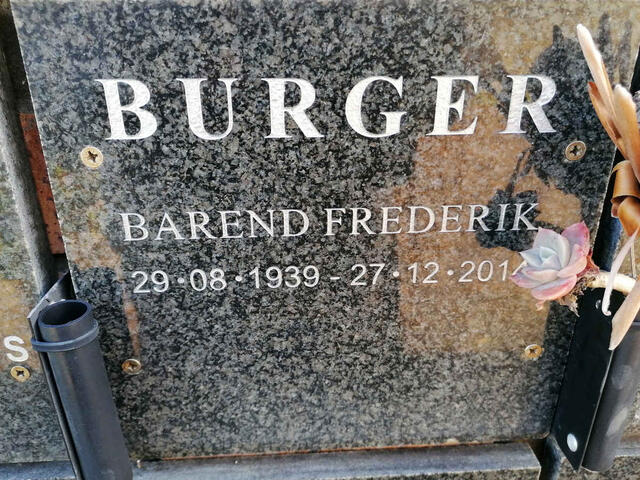 BURGER Barend Frederik 1939-2014