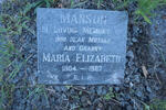 MANSON Maria Elizabeth 1904-1987